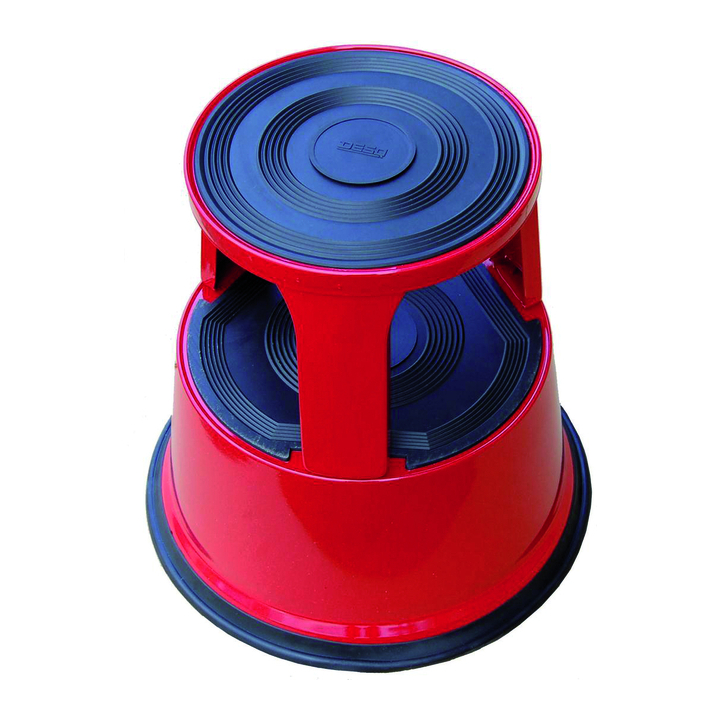 Opstapkruk metaal 42cm hoog verrijdbaar rood - 0