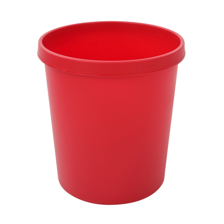 Kunststof papierbak, rond, 18 liter, rood, VB 494900 - 0