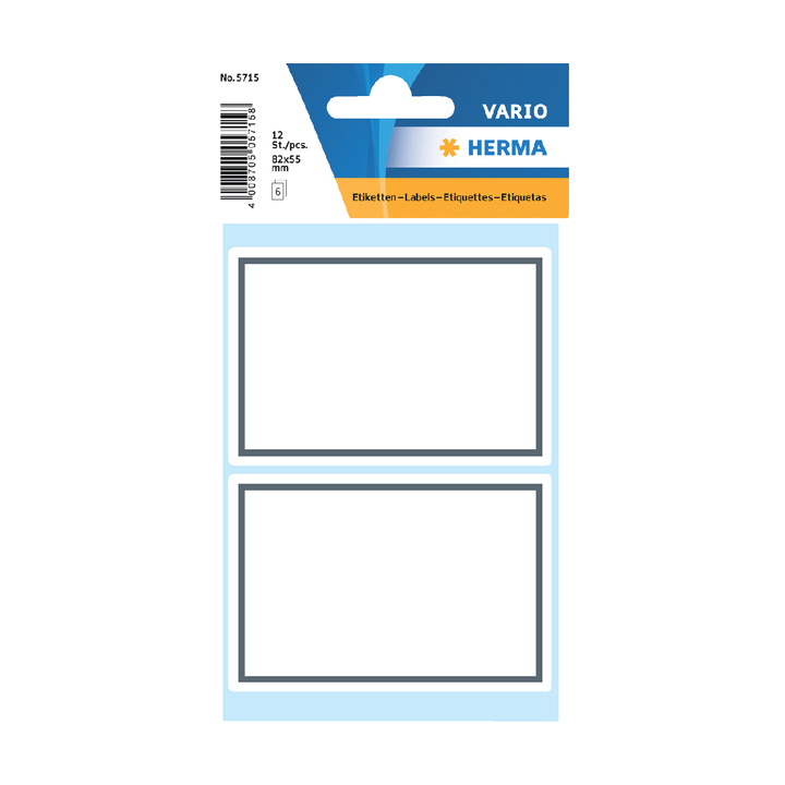 Etiket schrift herma 5715 53x80mm kader grijs 12st - 0