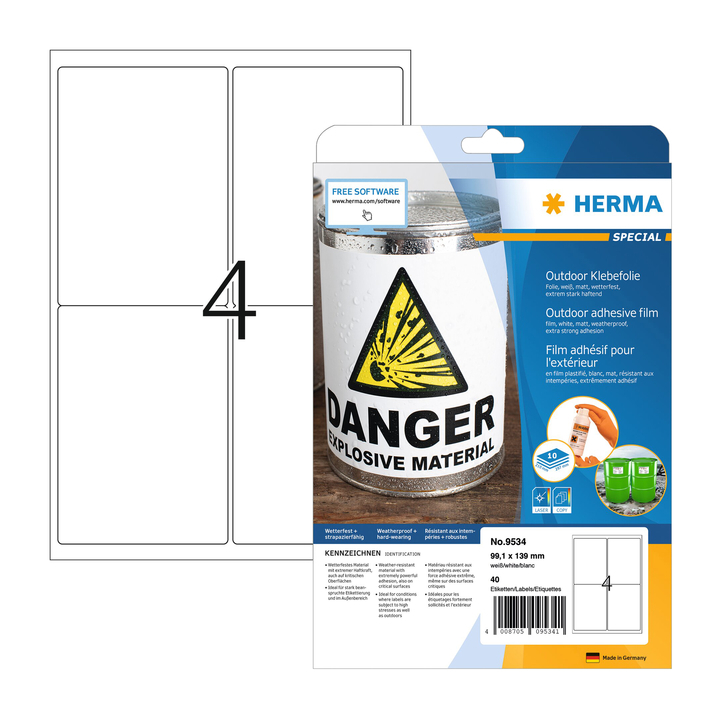Etiket herma 9534 a4 99.1x139mm weervast folie wt(9534) - 0