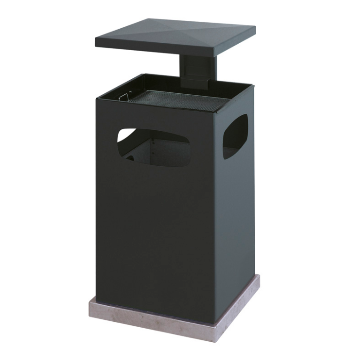 Afvalbak met ashouder en afdak, 80 liter, antraciet, VB 201222 - 0