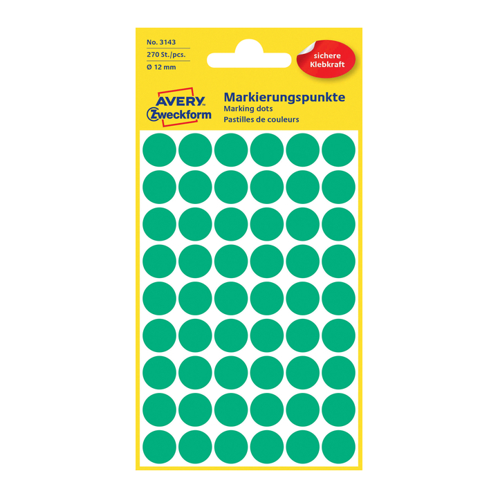 Etiket avery zweck 3143 12mm groen 270st - 0