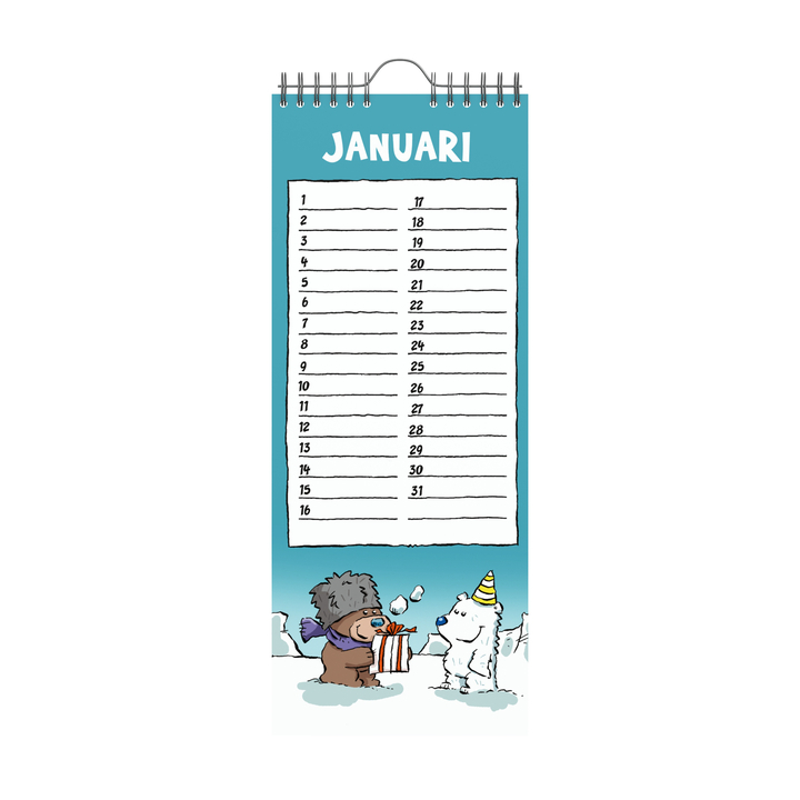 Verjaardagskalender lannoo ritstier 130x325 blauw(536204) - 1