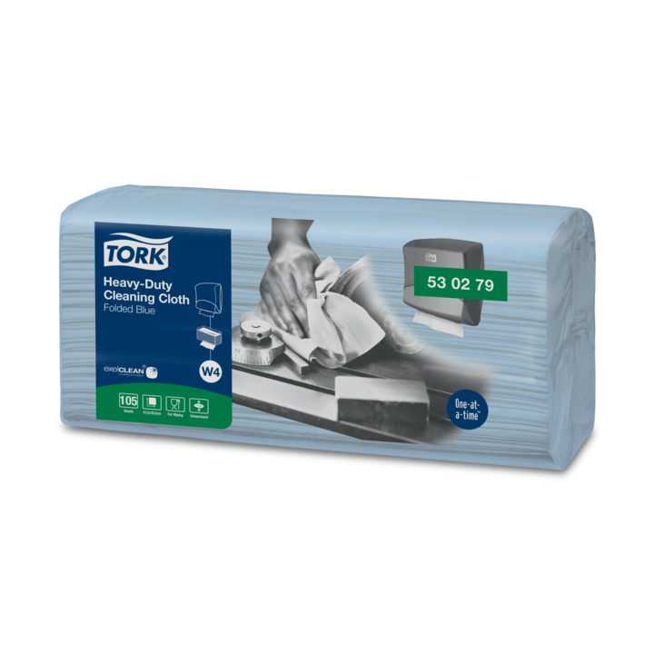 Tork Heavy-Duty | Gevouwen Reinigingsdoek | 41,5x35,5cm | 1-Laags | W4 | Blauw | 530279 (420 stuks) - 1