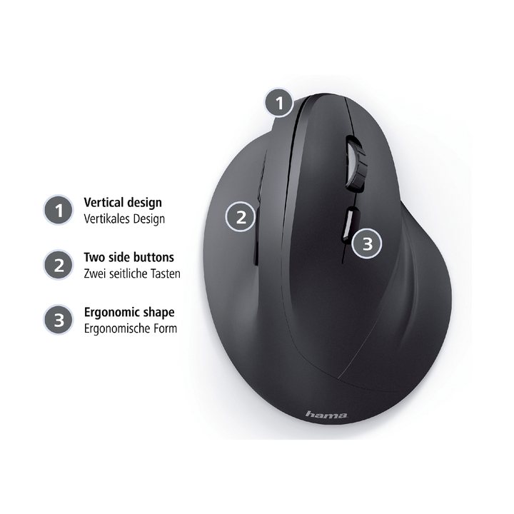 Muis hama emw-500 ergo optical draadloos zwart(182699) - 2