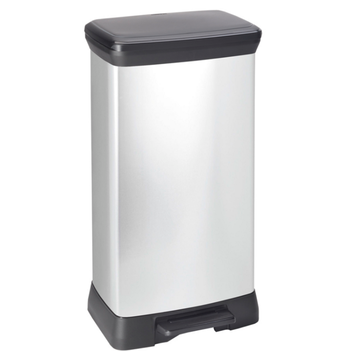 Decobin | Pedaalemmer | 50 Liter | Zilver/Zwart | VB 162005 - 0