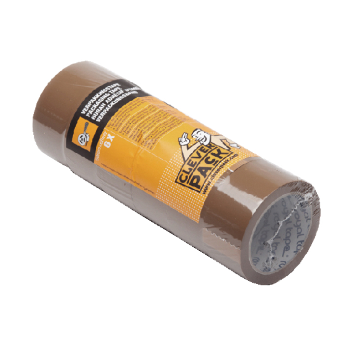 Verpakkingstape cleverpack pp 50x66 ln bruin, 6 rol - 0