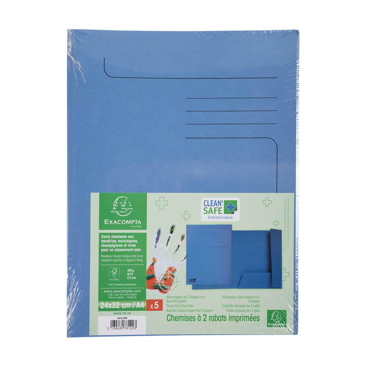 Dossiermap exacompta cleansafe 2kleppen blauw(33122e) - 3