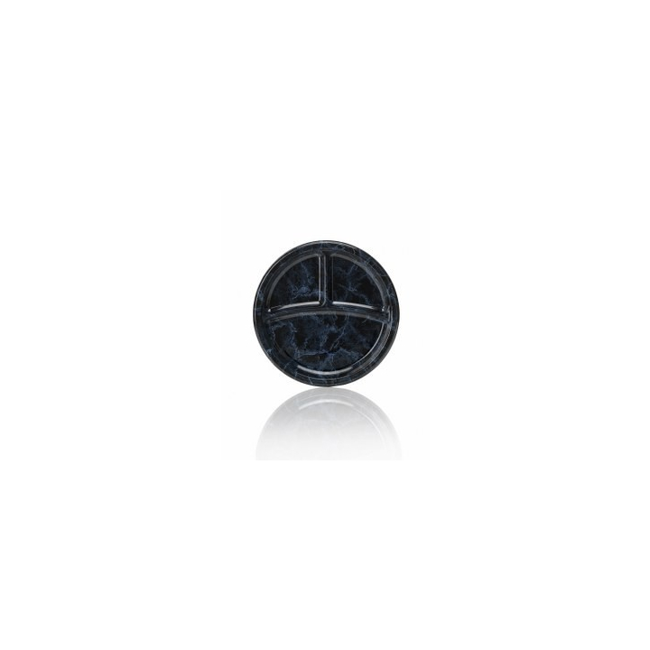 Bord Rond 26Cm Zwart Gemarmerd 3-Vak Ds/250 - 0