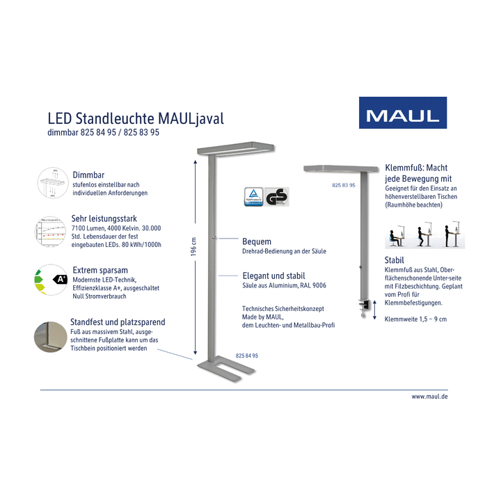 Werkplek tafelklem maul javal led dim 120cm zilv(8258395) - 3