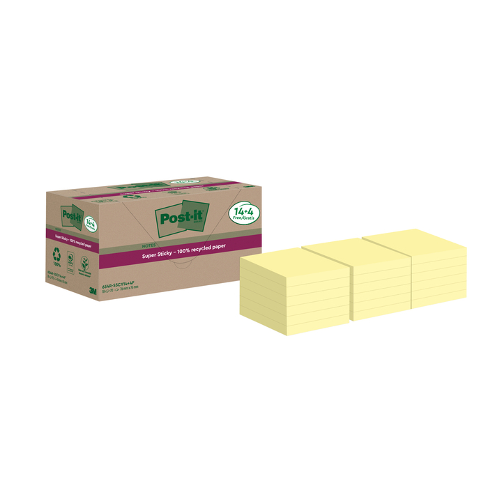 Memoblok 3m post-it 654 rss12cy 76mmx76mm gl 14+4(654 rsscy - 0