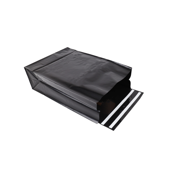 Verzendzak, plastic, 30+14x47cm+klep, zwart (125 stuks) - 0