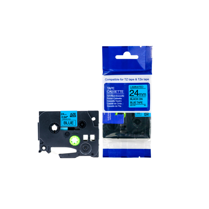 Compatible Lettertape brother TZE-551 24mm zwart op blauw - 0