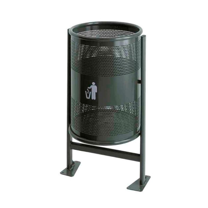 Afvalbak rond op paal, 60 liter, grafiet, VB 712000 - 0
