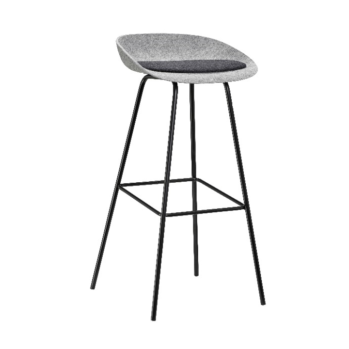 Felt High 4-poots kruk Staal frame viltkuip lichtgrijs CUZ35 - 0