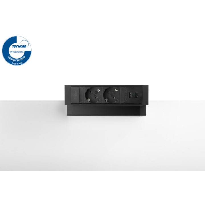 Filex, Power Desk Up 2.0, 2x 230V, 2x Usb charge, zwart - 0