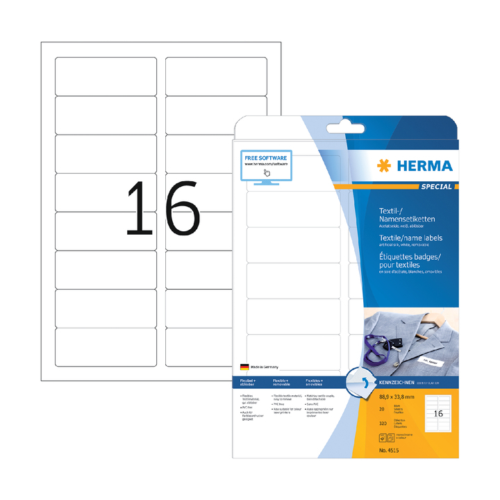 Naambadge etiket herma 4515 88.9x33.8mm wit(4515) - 0