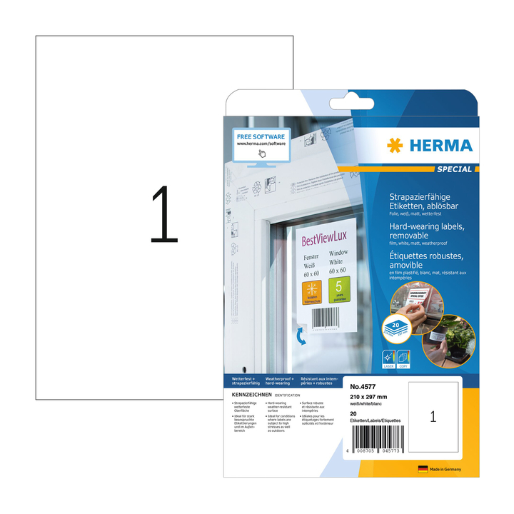 Etiket herma 4577 210x297mm 20st(4577) - 0