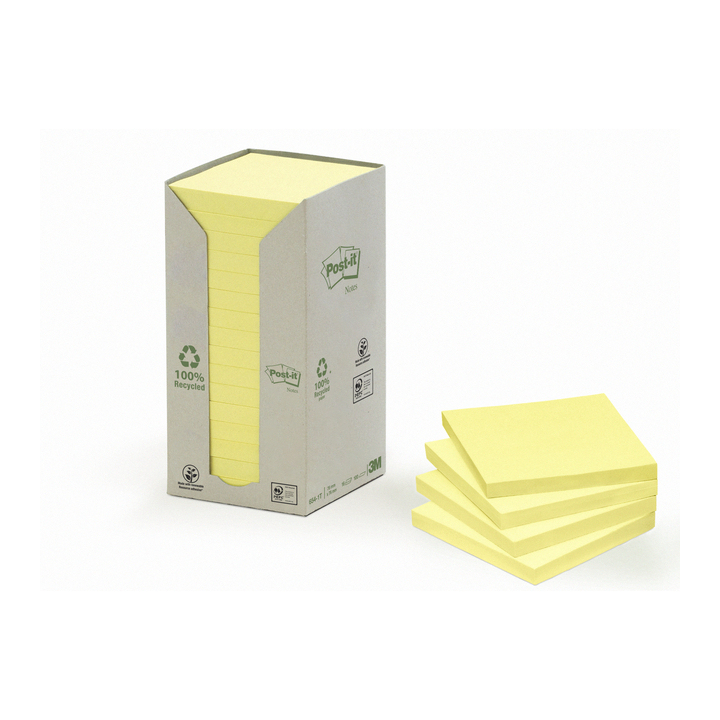 Memoblok 3m post-it 654 kringloop geel - 0