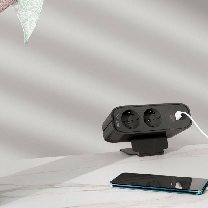 Filex, Power Desk Up EP65, 2x 230V, USB A, USB C (65W) zwart - 2