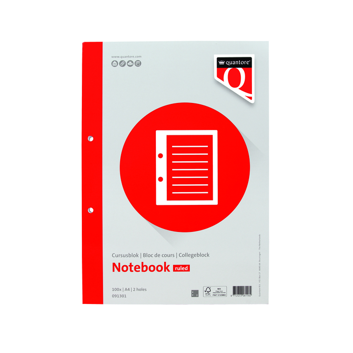 Cursusblok quantore a4 80gr lijn be(091301be) - 0