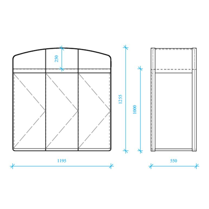 Corten Outdoor Recyclebin, 3x90 liter (maatwerk) - 1