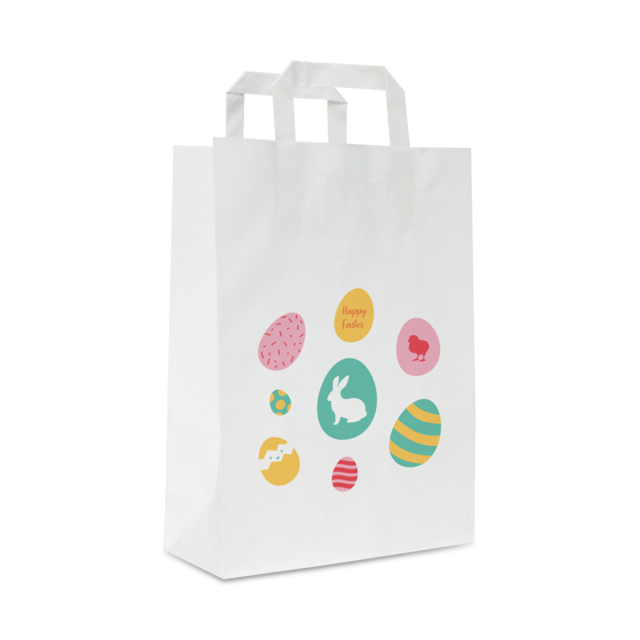 Pasen papieren draagtassen, (18+8x22cm), wit, 250st - 0