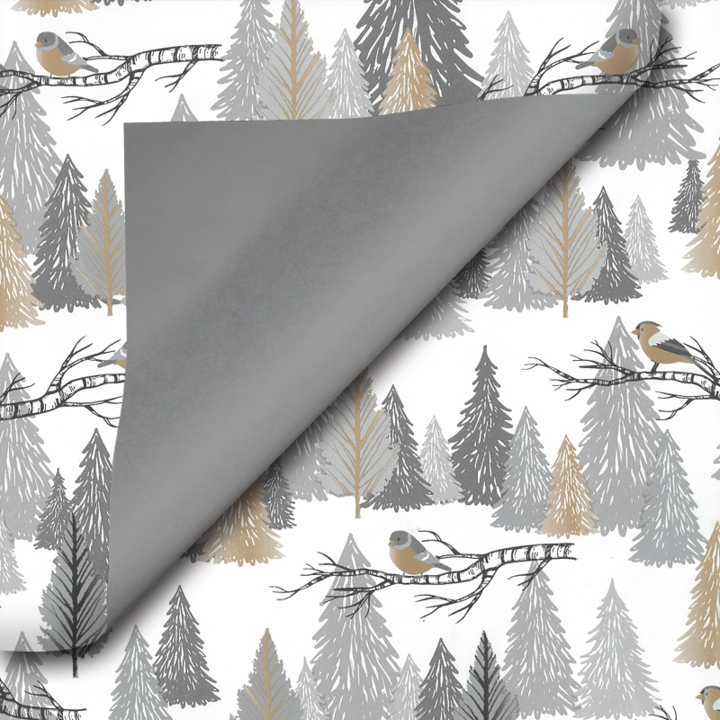 Cadeaupapier Kerst, 30cm x 200 meter, D90196, zilver - 0