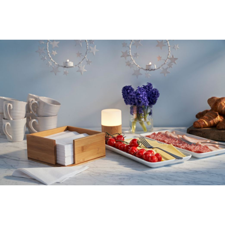Duni | LED Lamphouder | 105x75mm | Bright Bamboe White | 183180 (4 stuks) - 2
