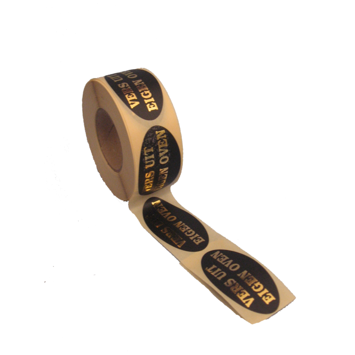Etiket Zw/Goud 30x60mm 'Vers Uit Eigen Oven' RL500 - 0