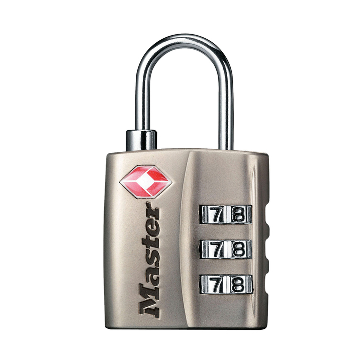 Hangslot masterlock 3-cijfer tsa nikkel 30mm(3520190925329) - 0