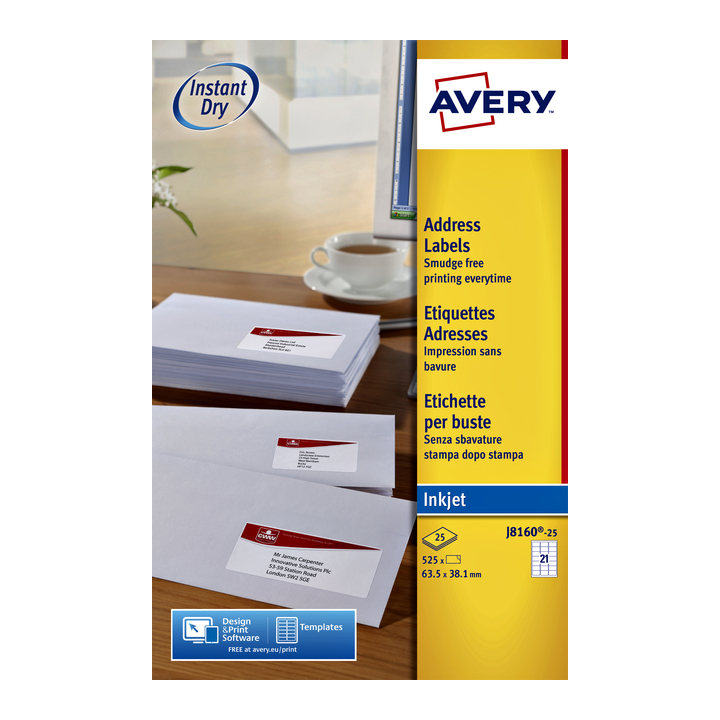 Etiket avery j8160-10 63.5x38.1mm 210st - 0
