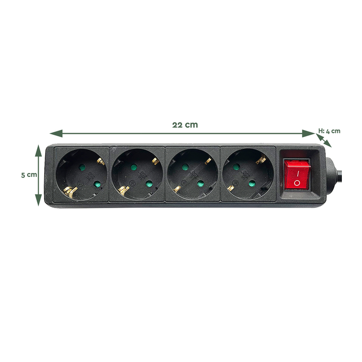 Stekkerdoos brasq  4 voudig 1.4 meter zwart(8742609) - 1