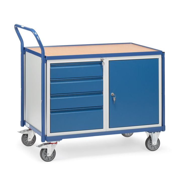 Lichte werkplaatswagen met 1 ladekast en 1 kast, 1000x600mm - 0