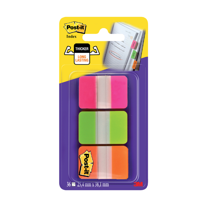 3M Post-It 686, indextabs, 25.4x38mm, strong, assorti (36st) - 0
