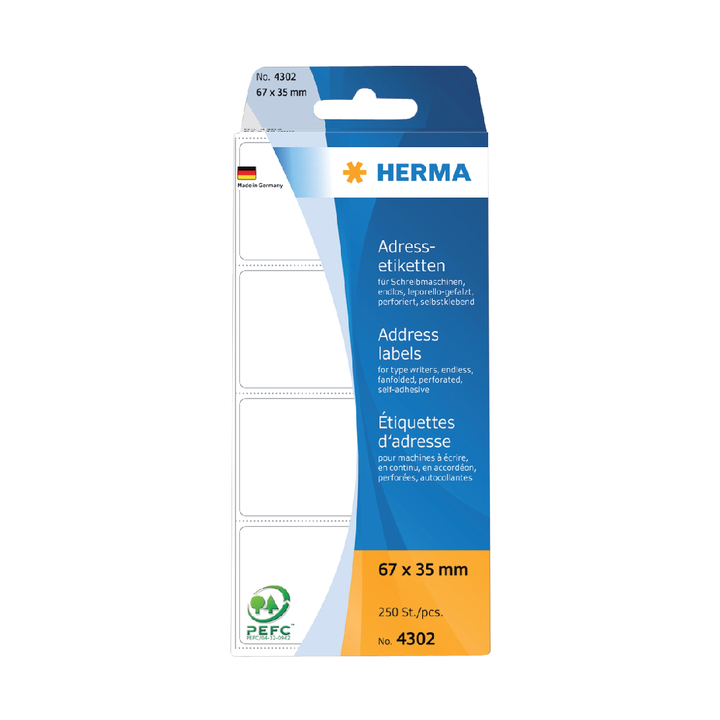 Etiket herma adres 4302 67x35mm 250st leporello - 0