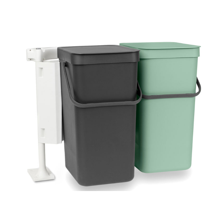 Brabantia, afvalemmers, 2x16 liter, jade/donker grijs, VB 110023 - 0