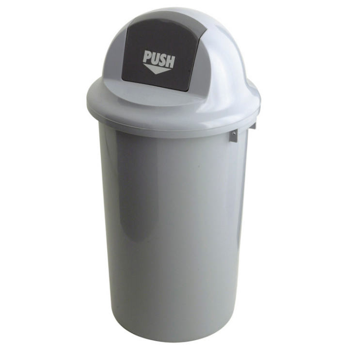 Kunststof afvalbak met klapdeksel, 47 liter, grijs,VB 200047 - 0
