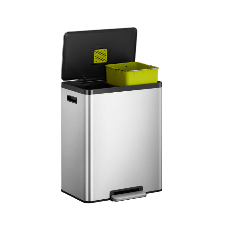 EcoCasa EKO, pedaalemmer, 2x30 liter, mat RVS, VB 913860 - 2