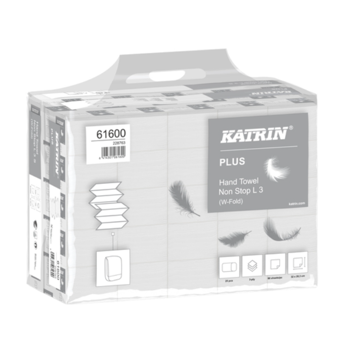 Katrin | Papieren Handdoekjes | 32x20,3cm | 3-Laags | Wit | 61600 (2.250 stuks) - 1