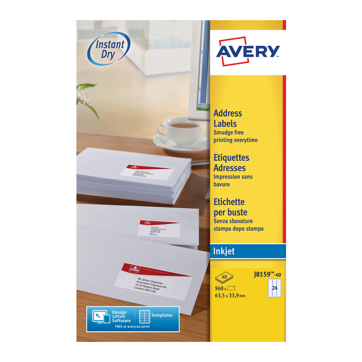 Etiket avery j8159-40 63.5x33.9mm 960st - 0