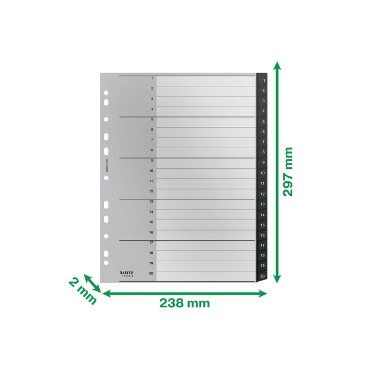 Tabblad leitz recycle a4 1-20 extra breed pp(12110000) - 1