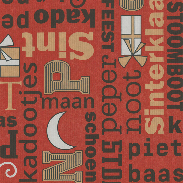 Cadeaupapier Sint, 30cm x 200 meter, D018, rood - 0