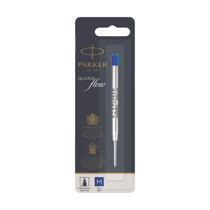 Parker Quinkflow, balpenvulling medium op blister, blauw - 0