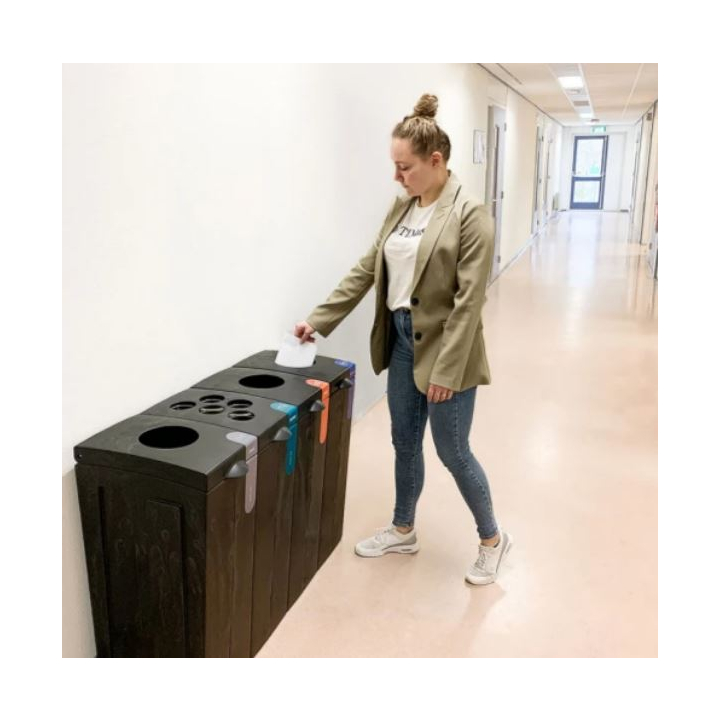 Bonton, modulaire afvalscheidingsbak met inwerpopening, 70 liter, grijs, VB 012107 | afvalstroom plastic - 2