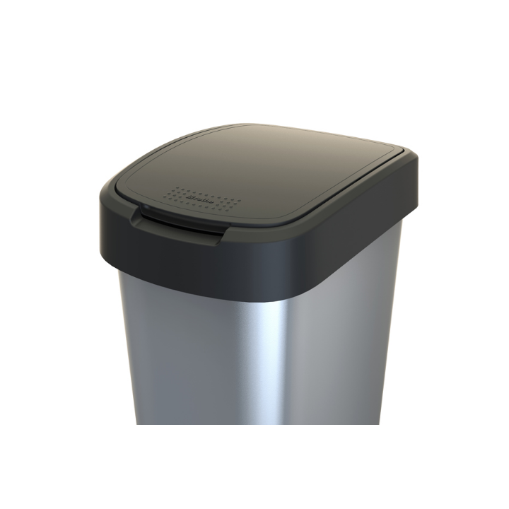 Twist, afvalbak, 50 liter, zilver/zwart, VB 146489 - 1