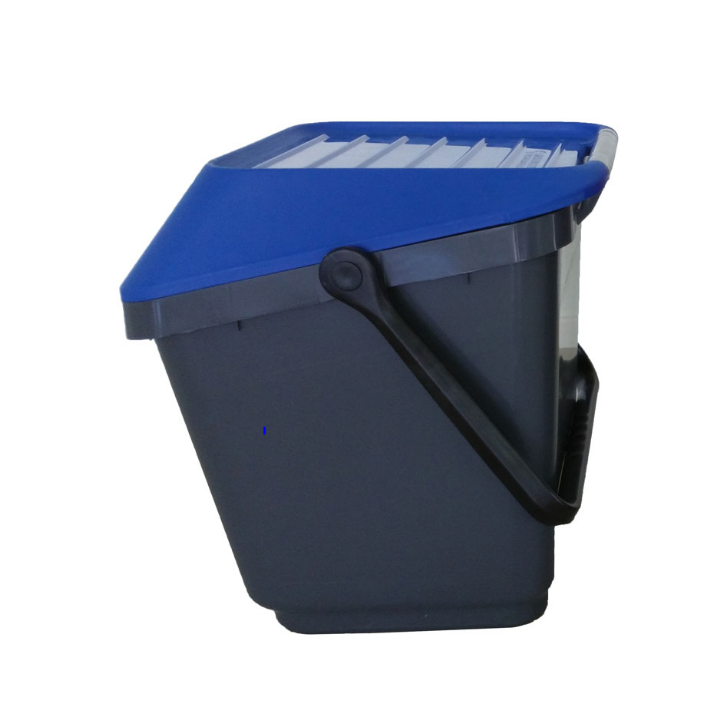 Easymax, stapelbare afvalbak, 35 ltr, grijs/blauw, VB 187867 - 1