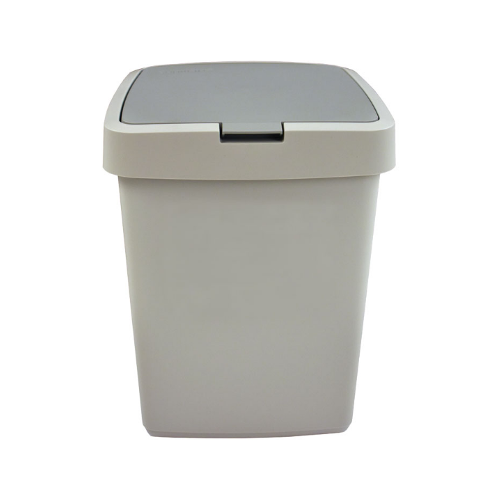 Kunststof afvalbak, klepdeksel, 10 liter, grijs, VB 130081 - 1