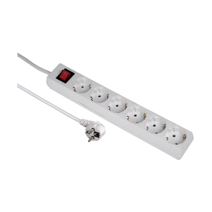 Tafelcontactdoos hama 6voudig beveiligd 5m wit(108833) - 0