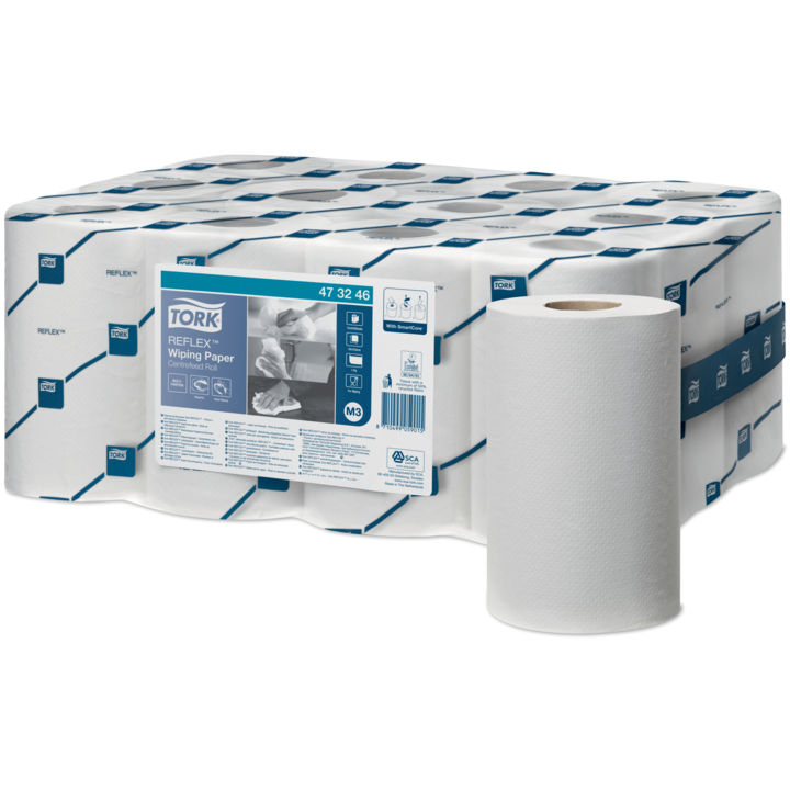 Tork Reflex Advanced | Mini Poetsrol | 120 Meter | 1-Laags | Recycled | M3 | Wit | 473246 (12 stuks) - 0